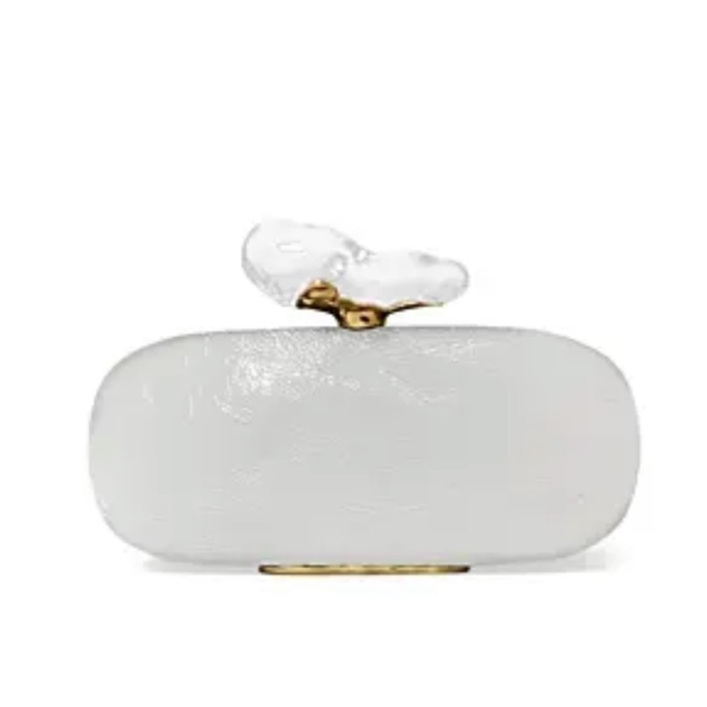 Alexis Bittar Liquid Dream Minaudiere Clutch in White